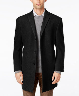 Calvin Klein Men's Prosper Wool Blend X Fit Overcoat Black Size 40