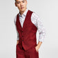 Bar III Men's Slim Fit Red Solid Suit Vest Red Size Large