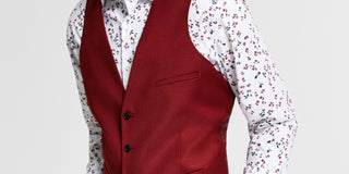 Bar III Men's Slim Fit Red Solid Suit Vest Red Size Large