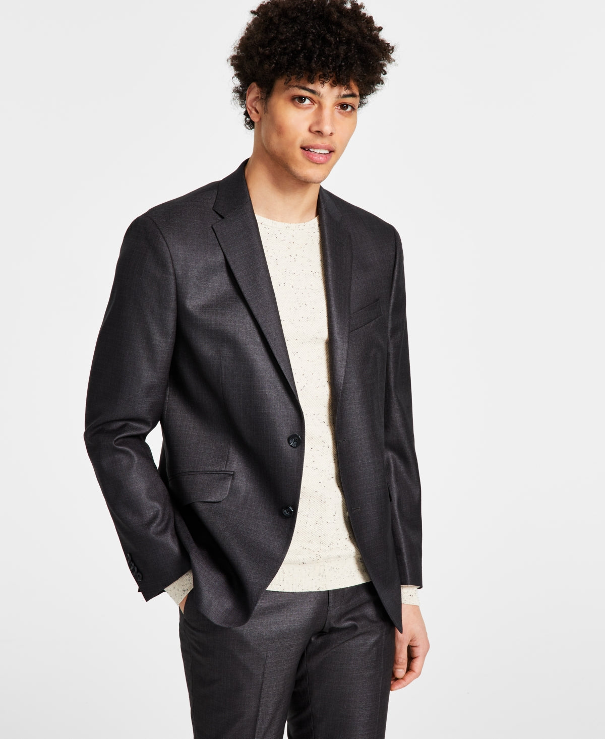 Kenneth Cole Reaction Men's Techni Cole Suit Separate Slim Fit Suit Jacket Gray Size 38