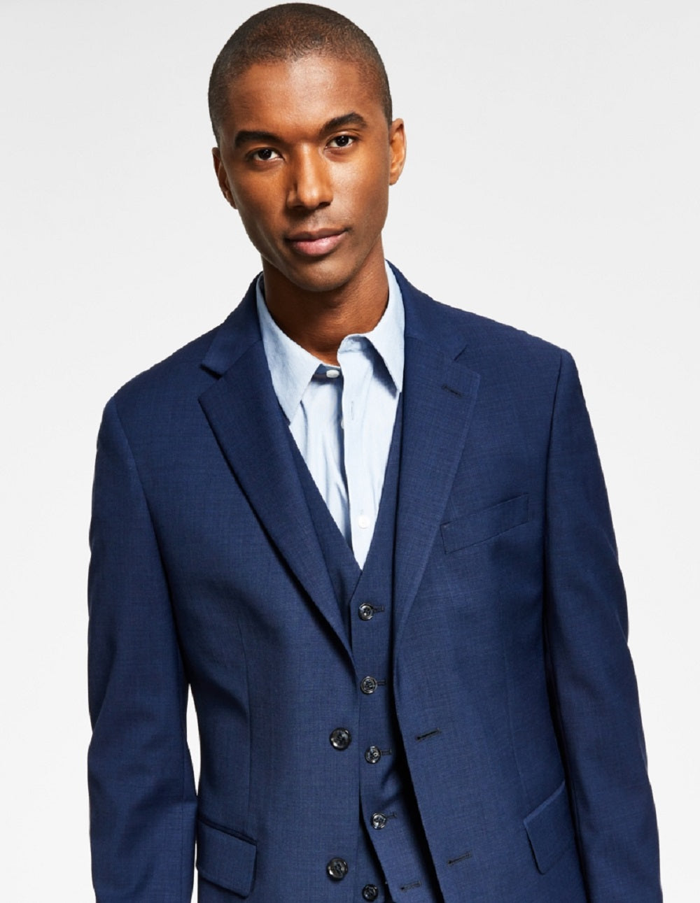 Tommy Hilfiger Men's Modern Fit Th Flex Stretch Solid Suit Jacket Blue Size 38