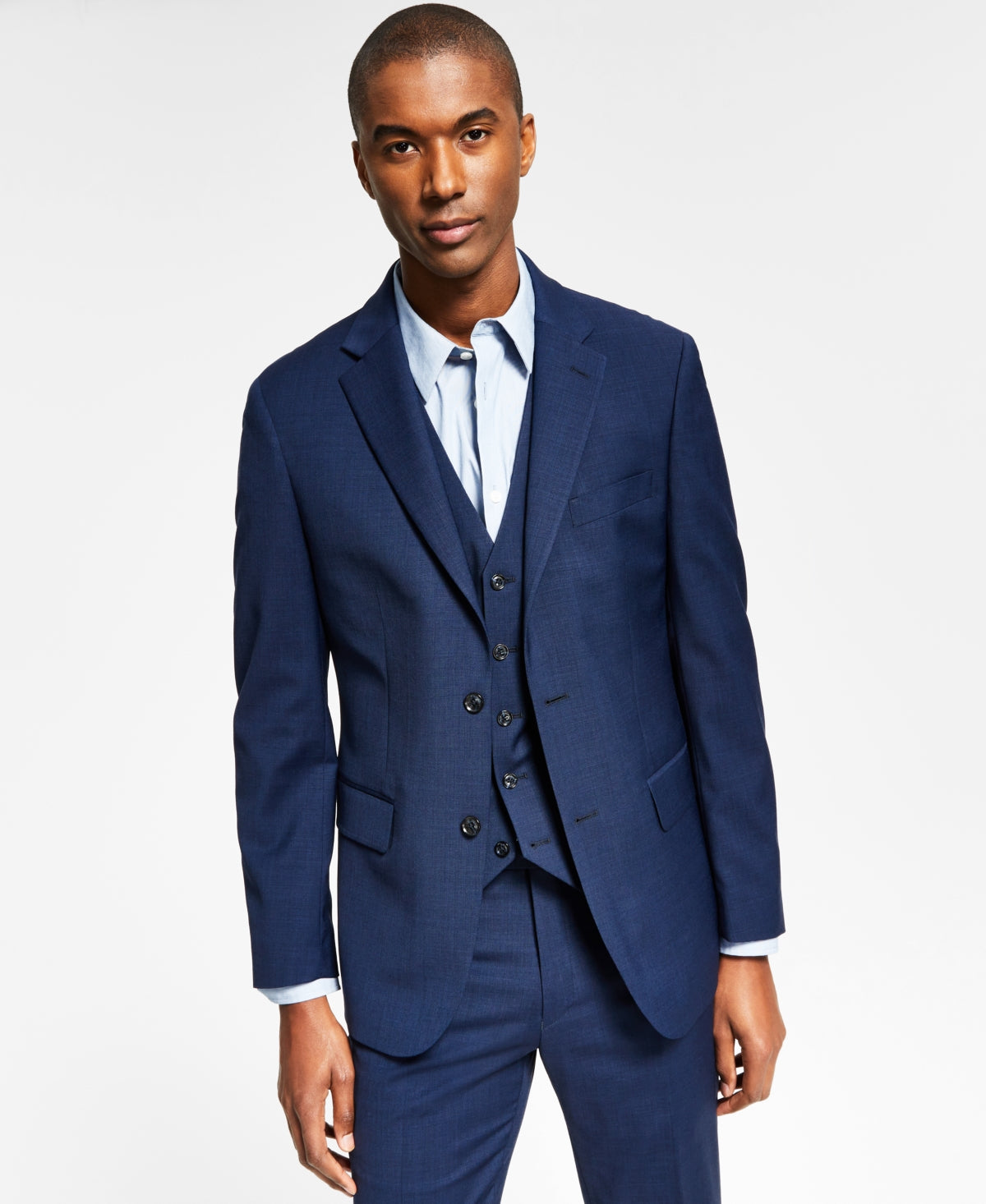 Tommy Hilfiger Men's Modern Fit Th Flex Stretch Solid Suit Jacket Blue Size 42