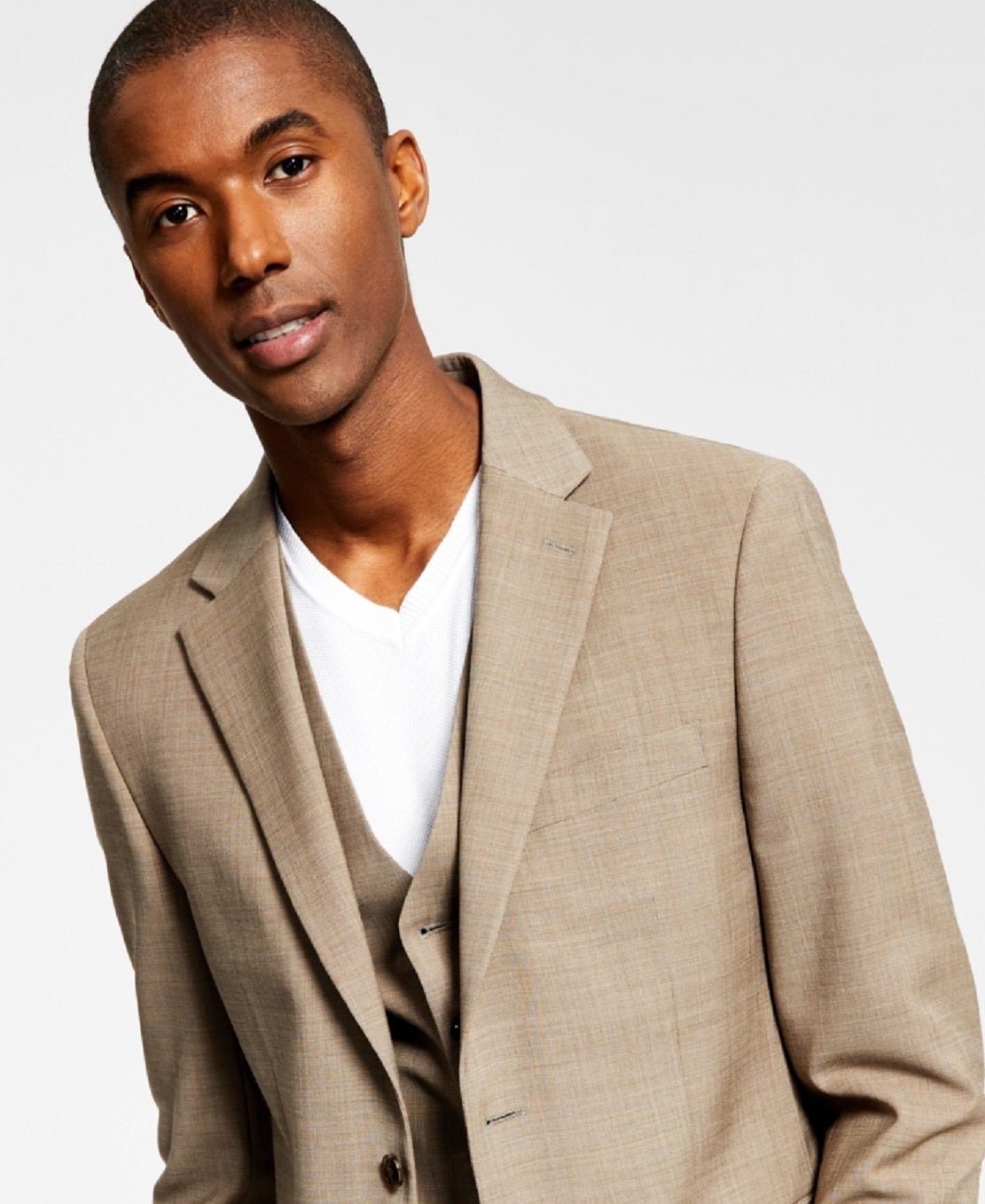 Tommy Hilfiger Men's Modern Fit Th Flex Stretch Solid Suit Jacket Brown Size 42