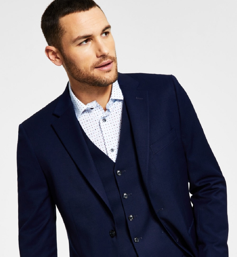 Tommy Hilfiger Men's Modern Fit Th Flex Stretch Solid Suit Jacket Blue Size 40