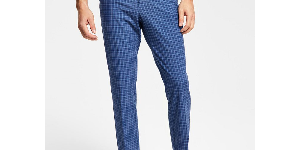 Tommy Hilfiger Men's Modern Fit Th Flex Stretch Check Performance Pants Blue Size 30X30
