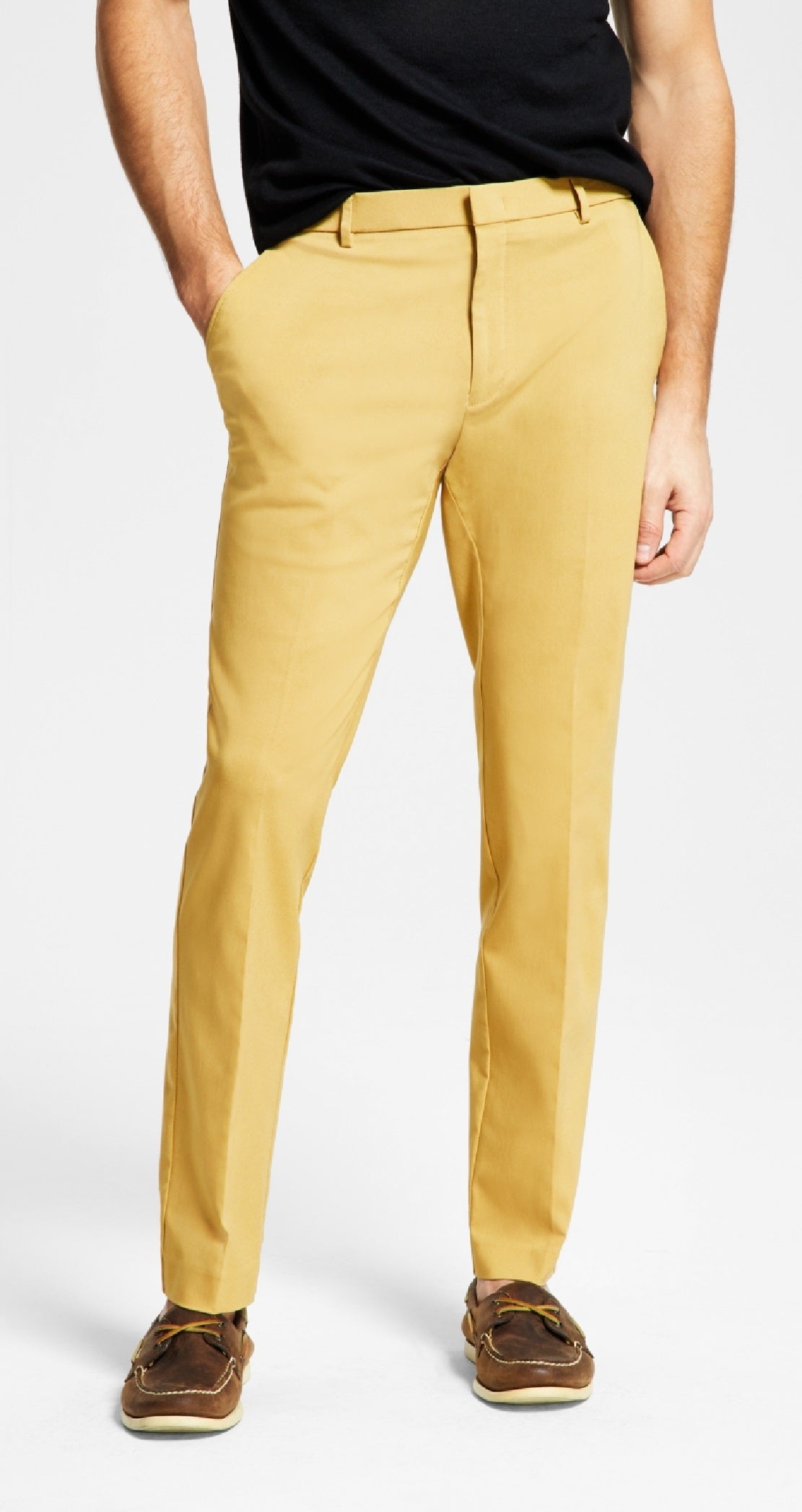 Tommy Hilfiger Men's Modern Fit Yellow Solid Dress Pants Yellow Size 33X30