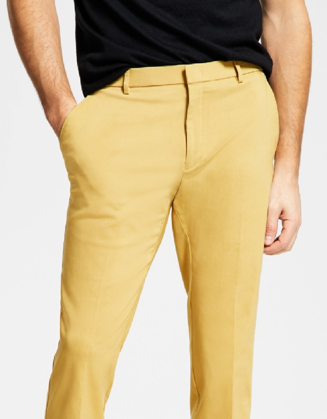 Tommy Hilfiger Men's Modern Fit Yellow Solid Dress Pants Yellow Size 33X30
