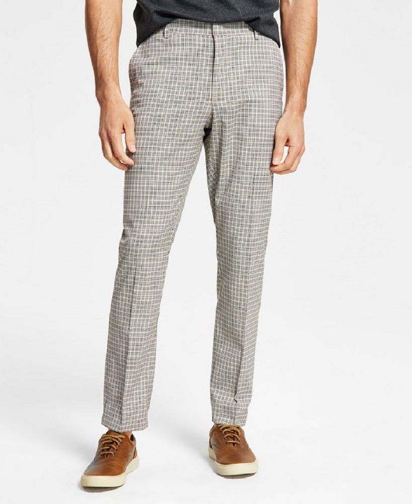 Tommy Hilfiger Men's Modern Fit Th Flex Stretch Check Performance Pants Gray Size 36X34