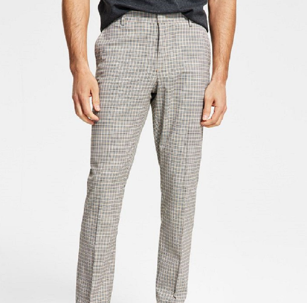 Tommy Hilfiger Men's Modern Fit Th Flex Stretch Check Performance Pants Gray Size 36X34