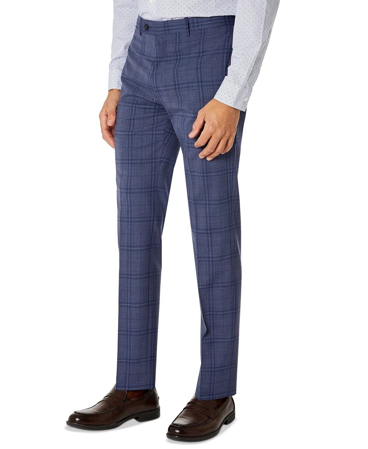 Calvin Klein Men's Slim Fit Plaid Suit Separate Pant Blue Size 30X32
