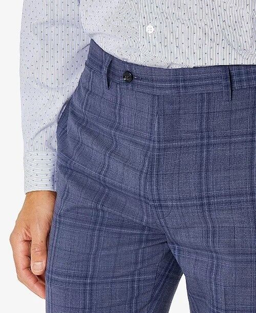 Calvin Klein Men's Slim Fit Plaid Suit Separate Pant Blue Size 30X32