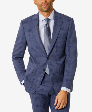 Calvin Klein Men's Slim Fit Plaid Suit Separate Jacket Blue Size 42