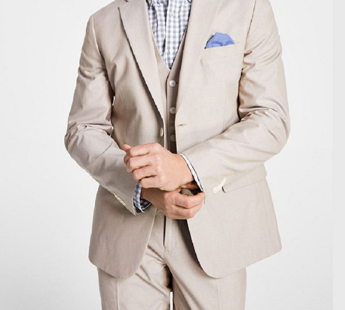 Tommy Hilfiger Men's Modern Fit Th Flex Stretch Chambray Suit Separate Jacket Beige Size 42