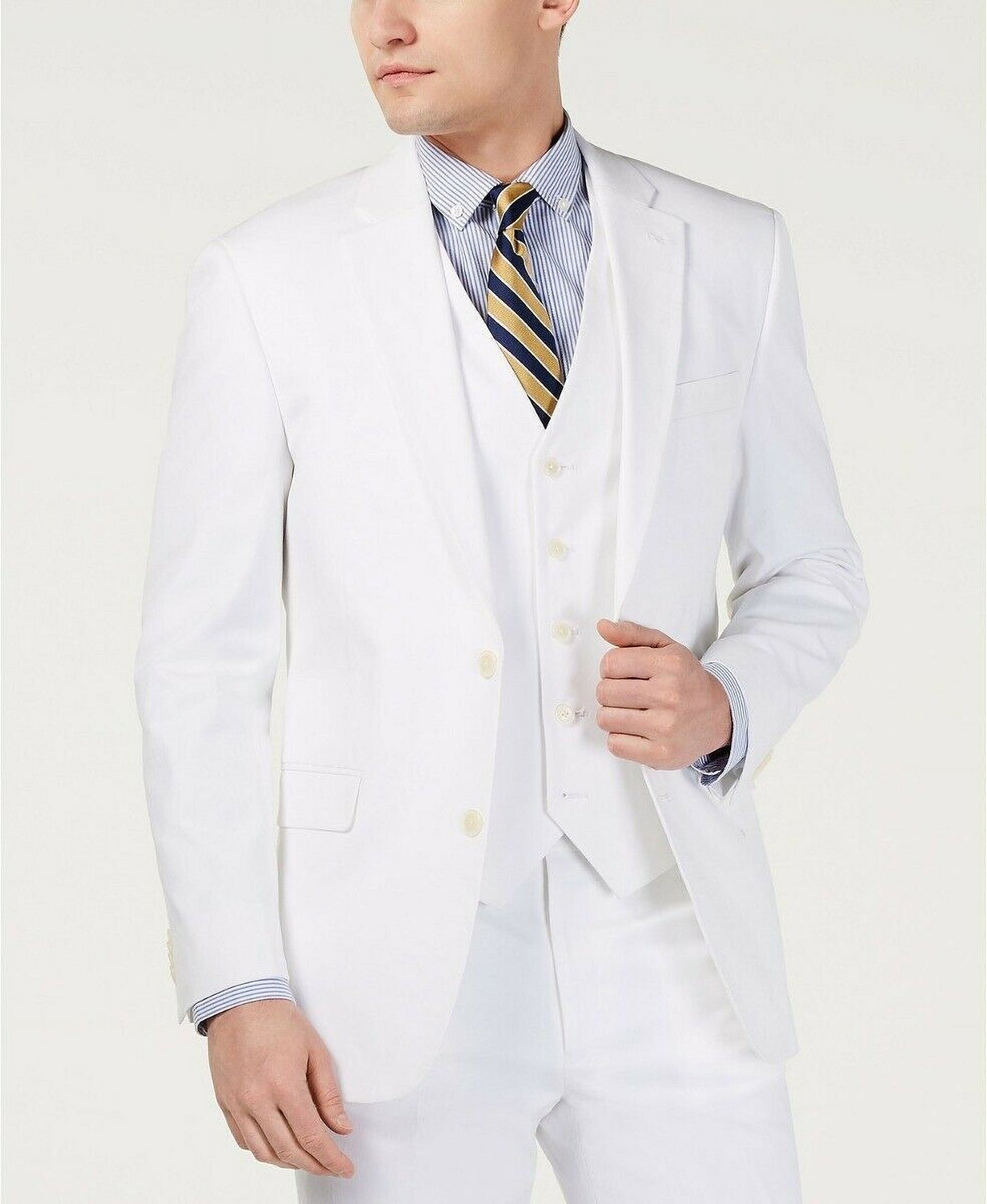 Tommy Hilfiger Men's Modern-Fit Th Flex Stretch Chambray Suit Separate Jacket White Size 40