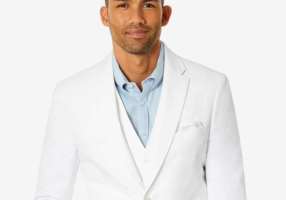 Tommy Hilfiger Men's Modern-Fit Th Flex Stretch Chambray Suit Separate Jacket White Size 40