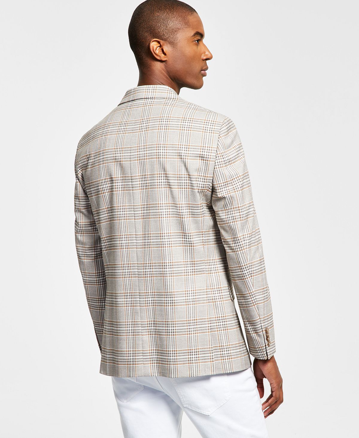 Tommy Hilfiger Men's Modern Fit Plaid Blazer Brown Size 40