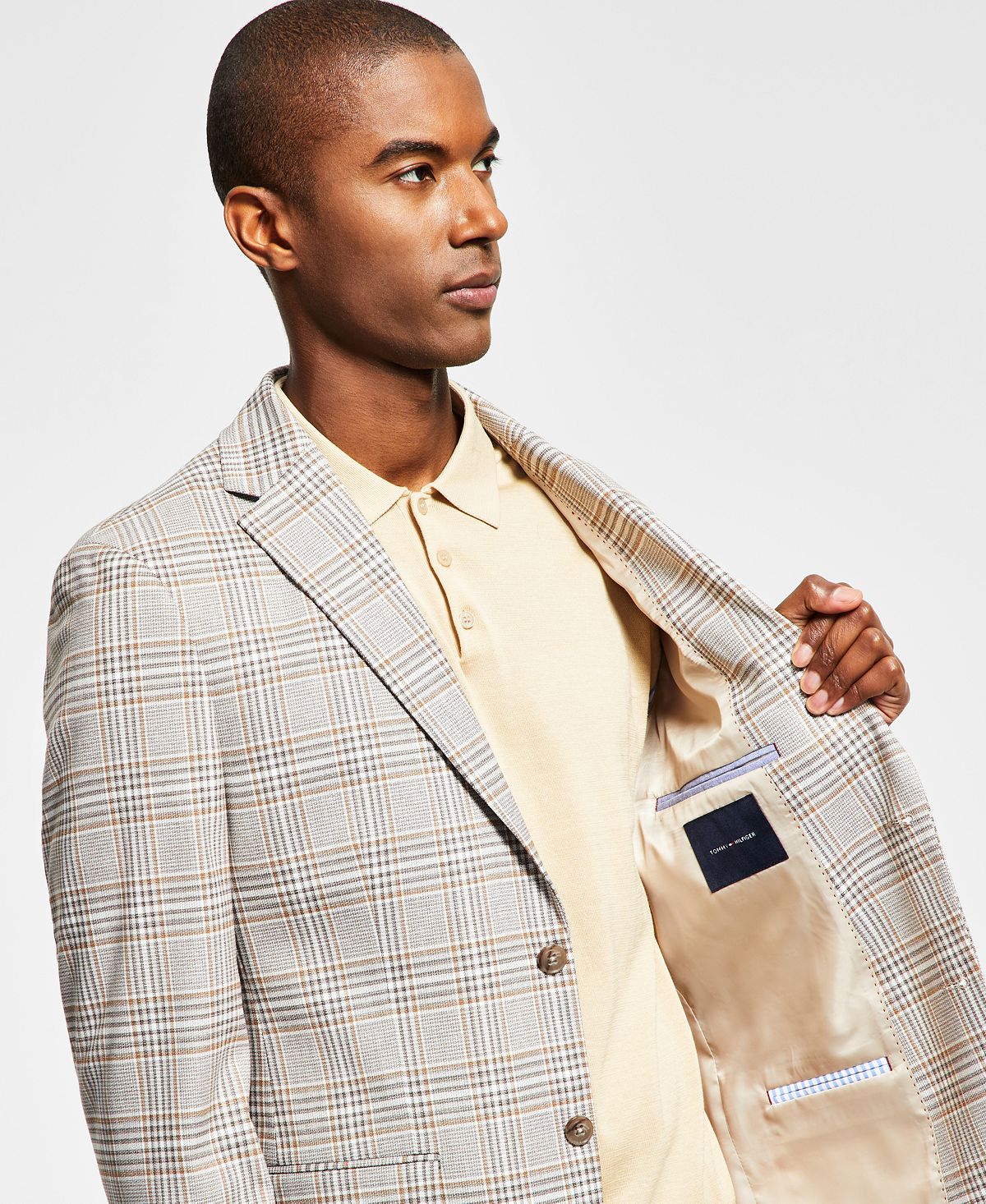 Tommy Hilfiger Men's Modern Fit Plaid Blazer Brown Size 40