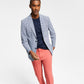 Tommy Hilfiger Men's Modern Fit Stretch Seersucker Check Blazer Blue Size 44