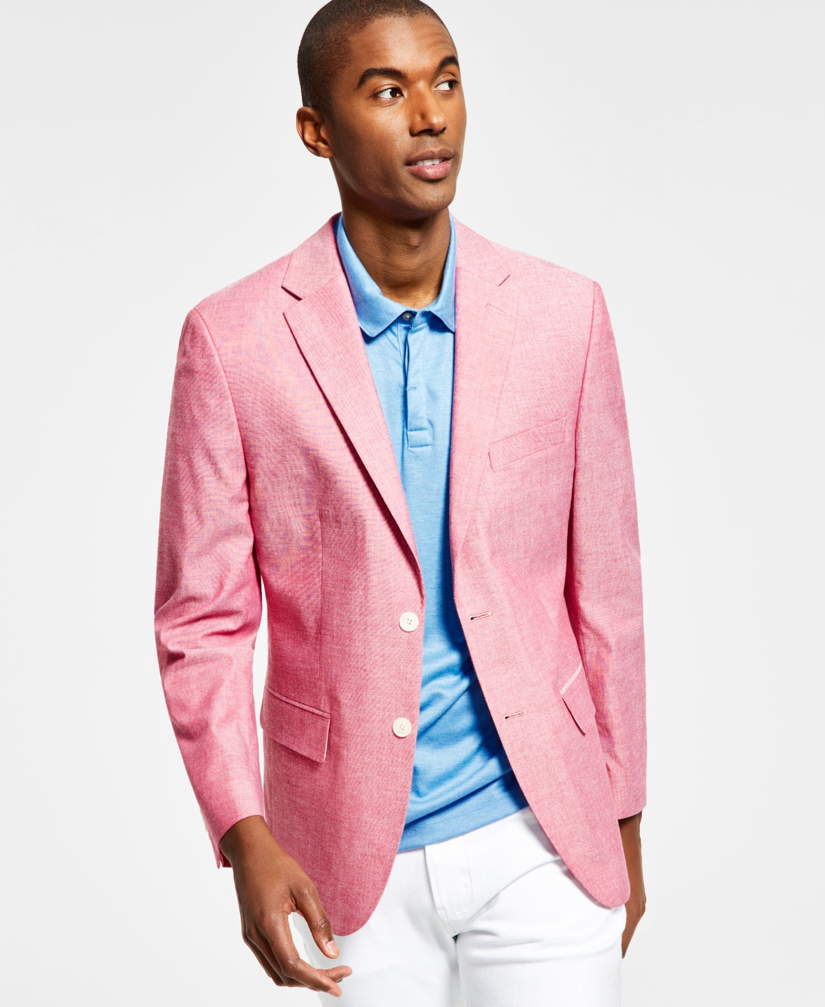 Tommy Hilfiger Men's Abstract Stripe Modern Fit Chambray Blazer Red Size 38