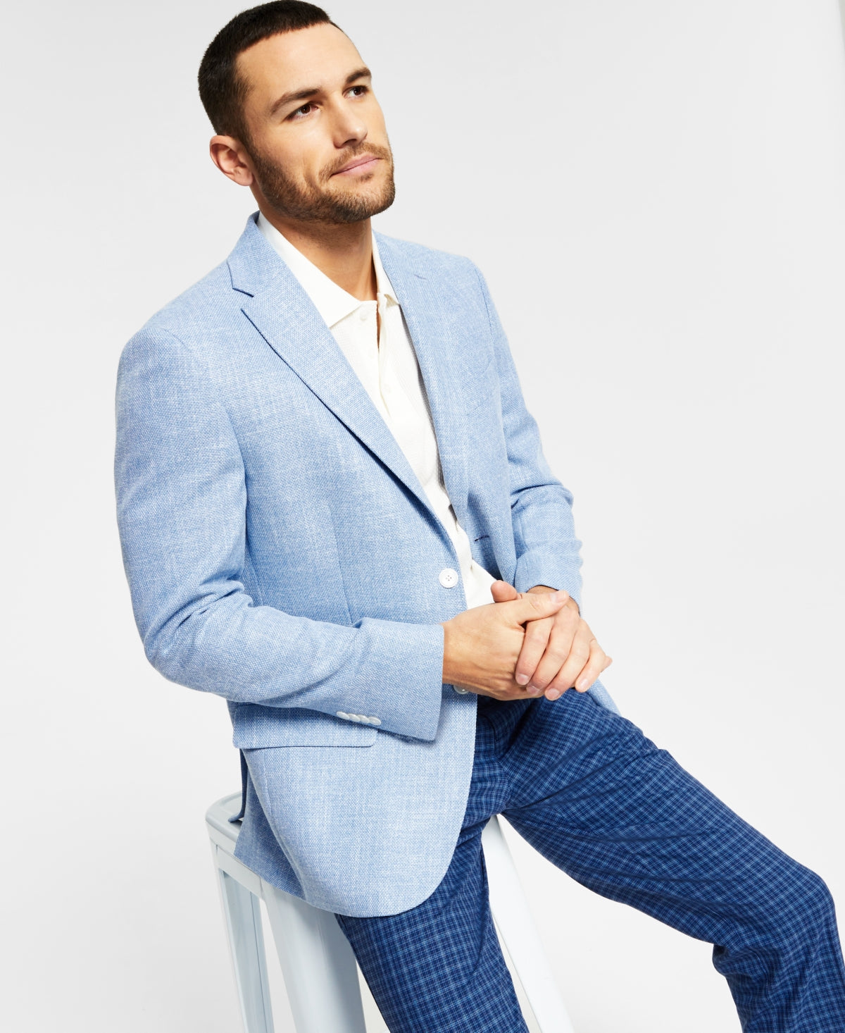 Tommy Hilfiger Men's Slim Fit Solid Weave Blazer Blue Size 38