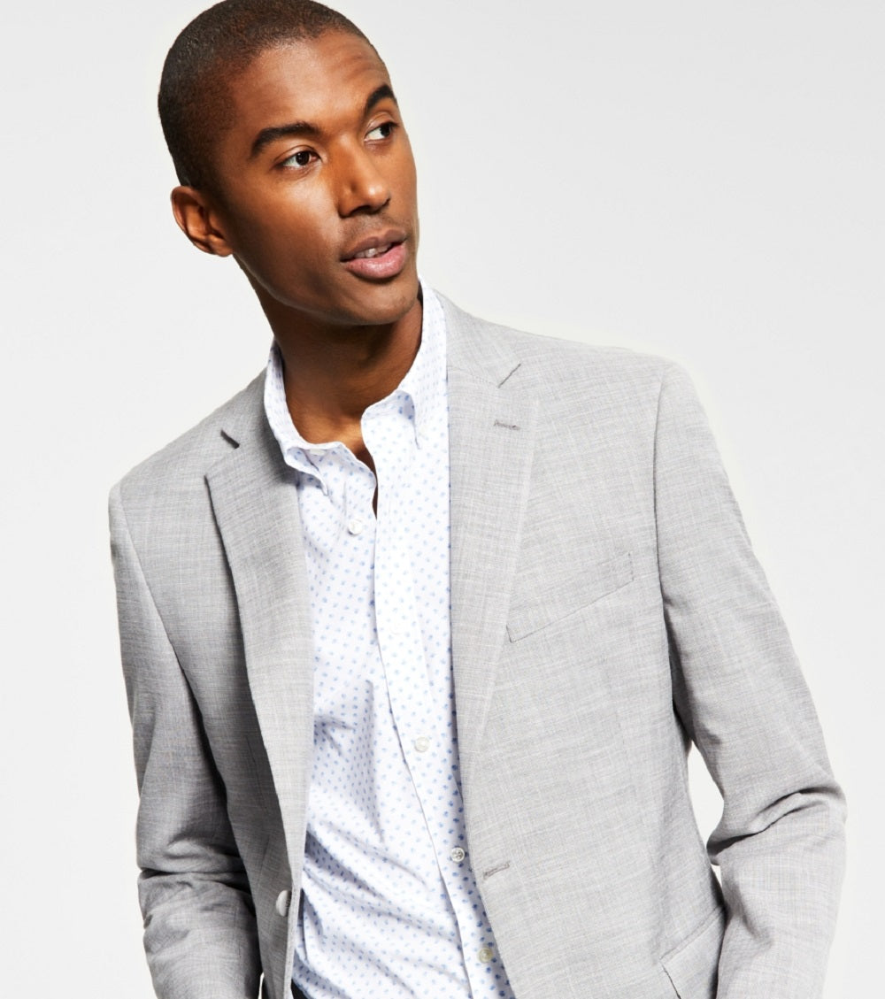 Alfani Men's Slim Fit Solid Knit Suit Jacket Gray Size 44