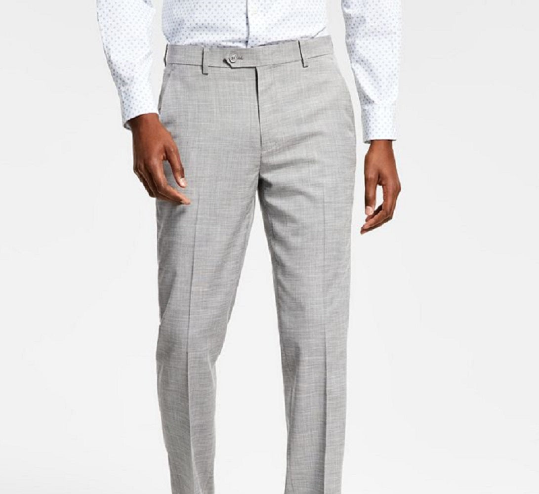 Alfani Men's Slim Fit Solid Knit Suit Pants Gray Size 34X30