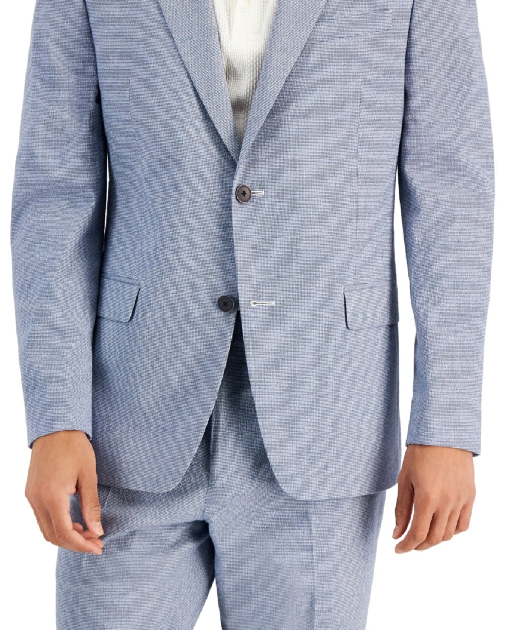 Alfani Men's Slim Fit Seersucker Check Suit Separate Jacket Blue Size 40