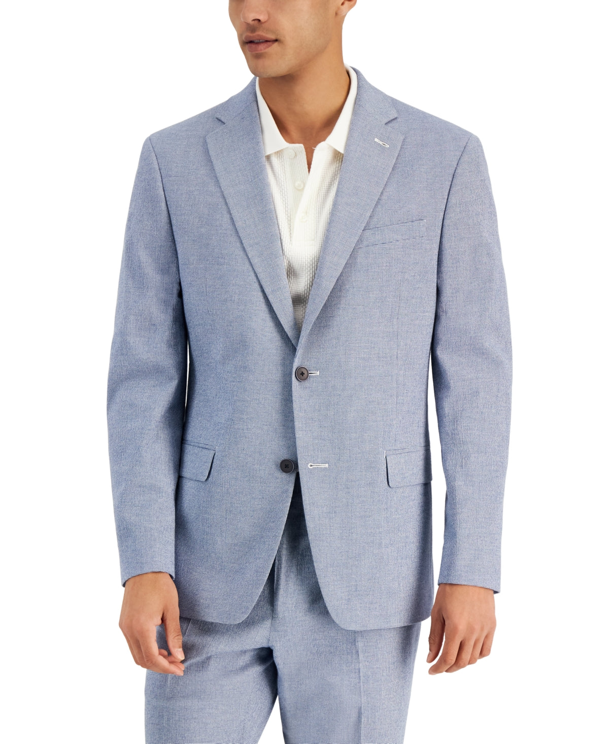 Alfani Men's Slim Fit Seersucker Check Suit Separate Jacket Blue Size 40