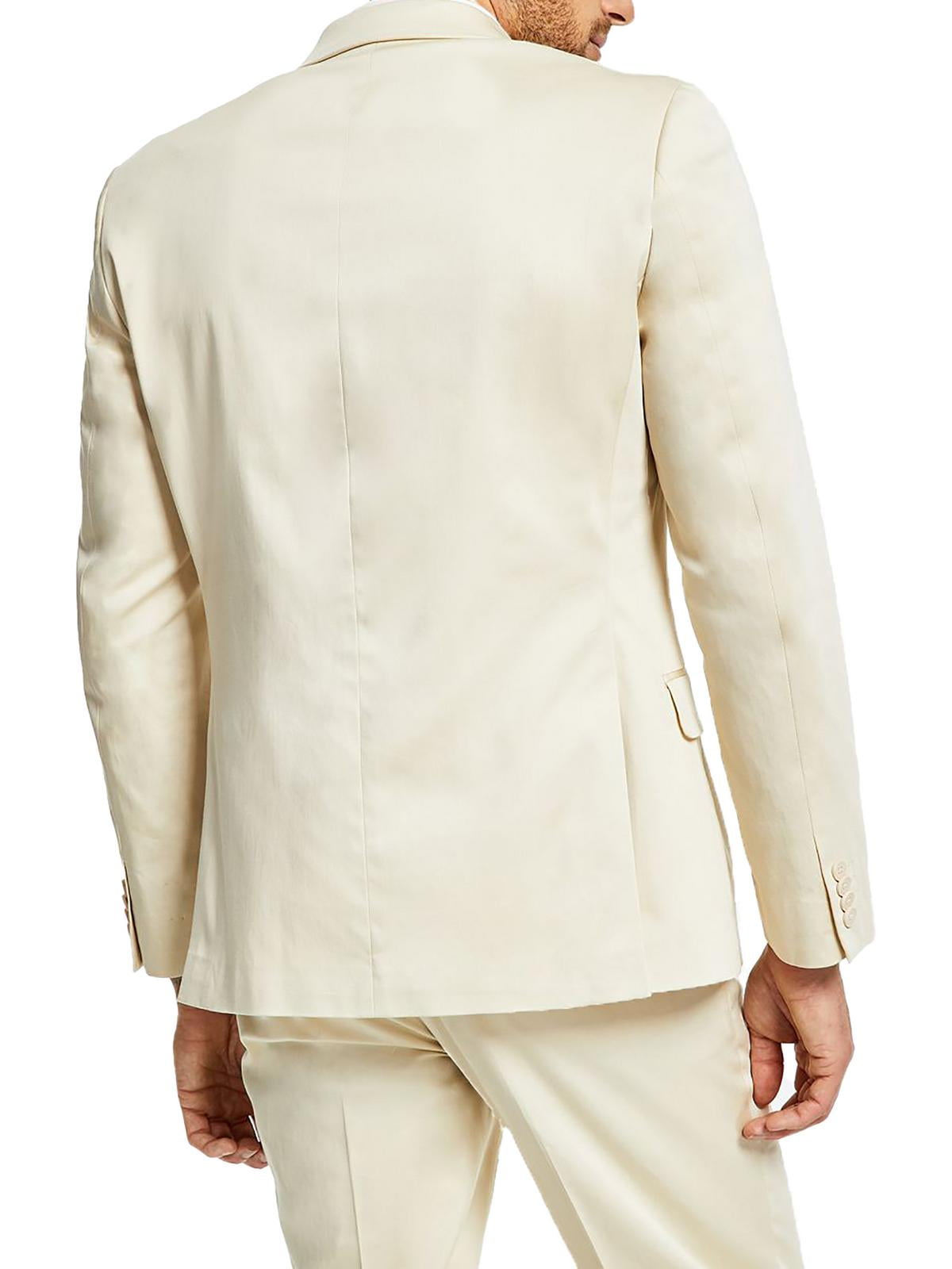 Alfani Men's Slim Fit Solid Cream Cotton Suit Jacket Brown Size 36