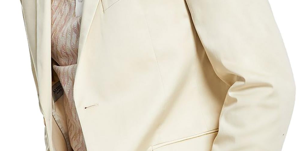 Alfani Men's Slim Fit Solid Cream Cotton Suit Jacket Brown Size 36