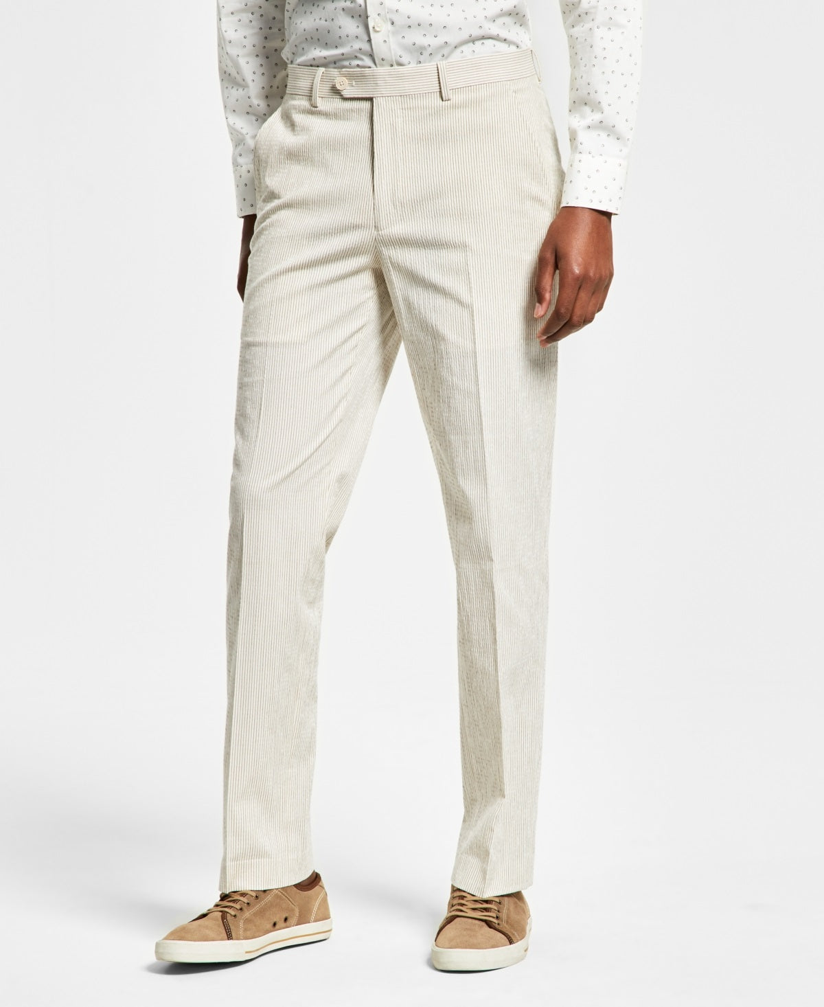 Alfani Men's Slim Fit Seersucker Stripe Suit Pants White Size 33X30