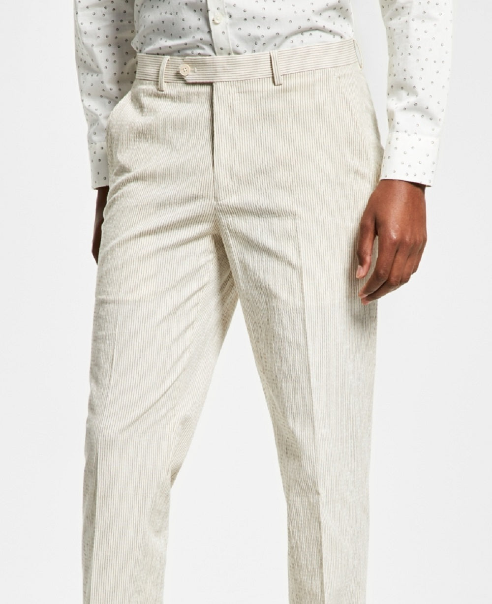 Alfani Men's Slim Fit Seersucker Stripe Suit Pants White Size 33X30