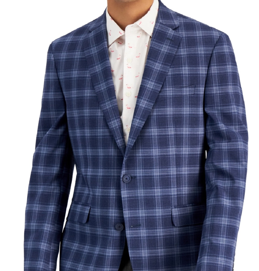 Bar III Men's Slim Fit Patterned Blazer Blue Size 42