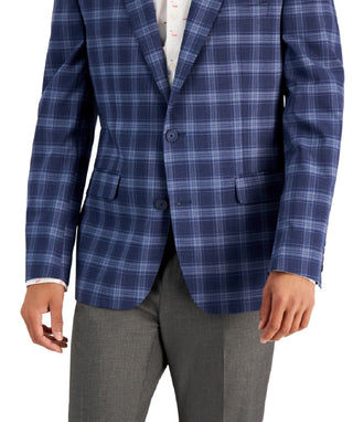 Bar III Men's Slim Fit Patterned Blazer Blue Size 42