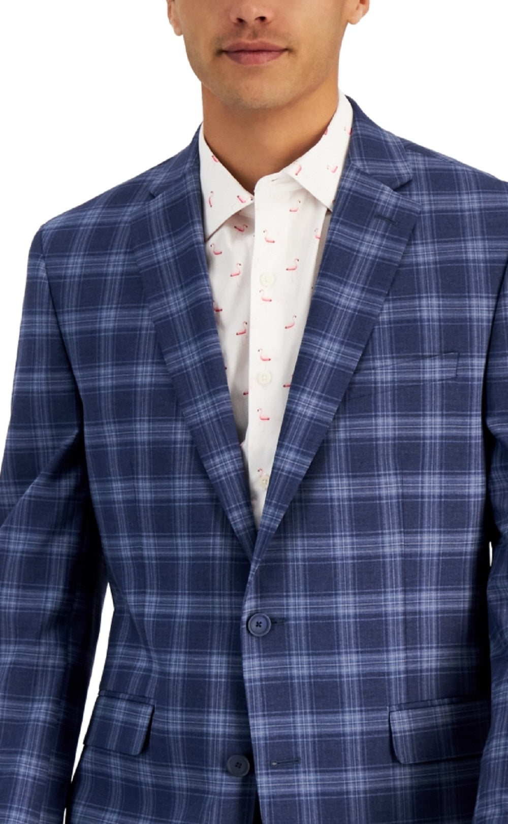 Bar III Men's Slim Fit Patterned Blazer Blue Size 44