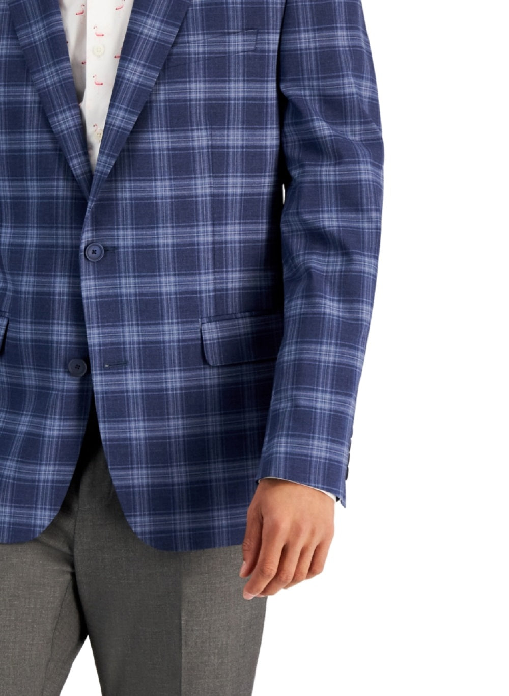 Bar III Men's Slim Fit Patterned Blazer Blue Size 44