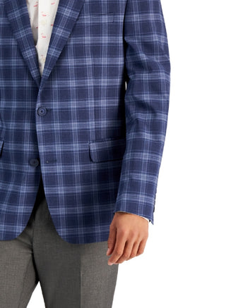 Bar III Men's Slim Fit Patterned Blazer Blue Size 44