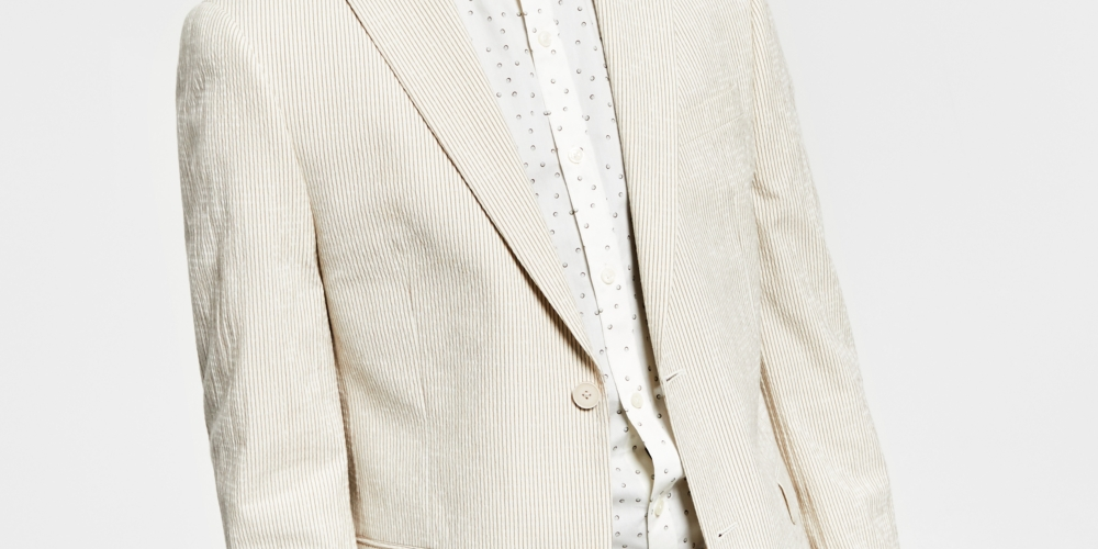 Alfani Men's Slim Fit Seersucker Stripe Suit Jacket Brown Size 38