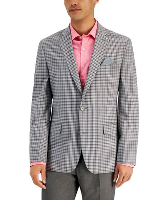 Bar III Men's Slim Fit Patterned Blazer Gray Size 38