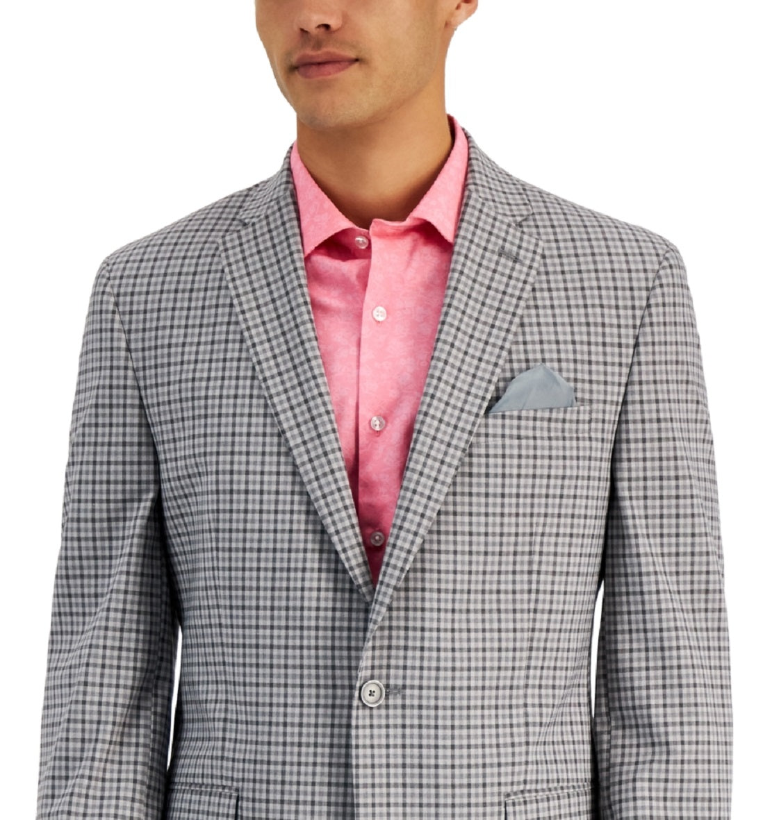 Bar III Men's Slim Fit Patterned Blazer Gray Size 46