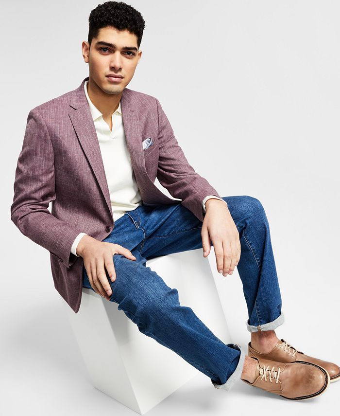 Bar III Men's Slim Fit Textured Blazer Purple Size 42