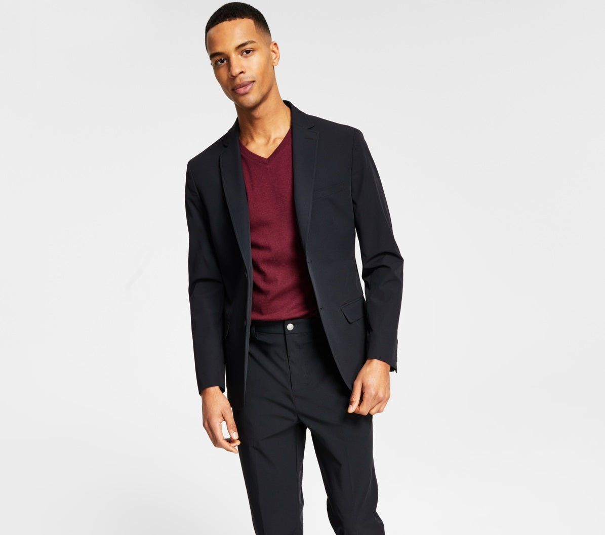 Calvin Klein Men's Slim Fit Stretch Solid Sport Coat Black Size 44