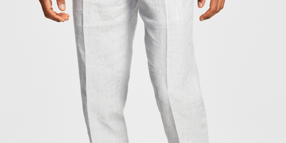 Bar III Men's Slim Fit Textured Linen Suit Separate Pant Grey Size 32X30