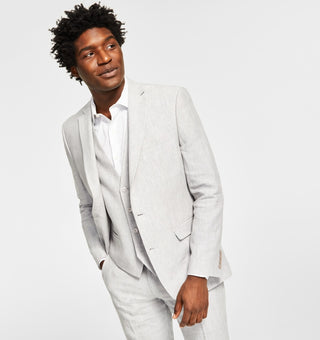 Bar III Men's Slim Fit Textured Linen Suit Separate Jacket Gray Size 40
