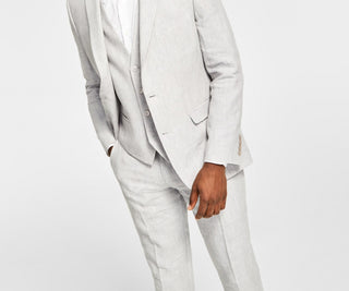 Bar III Men's Slim Fit Textured Linen Suit Separate Jacket Gray Size 40