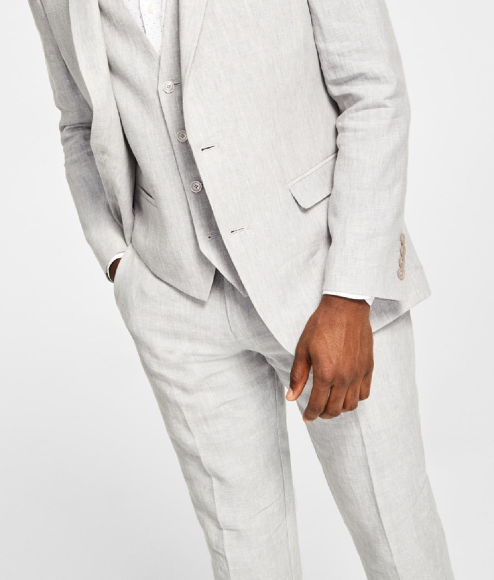 Bar III Men's Slim Fit Textured Linen Suit Separate Jacket Gray Size 46