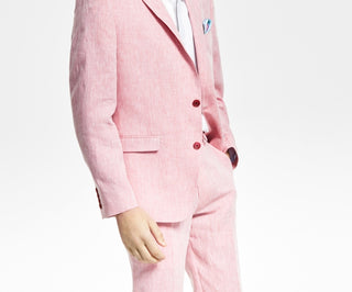 Bar III Men's Slim Fit Textured Linen Suit Separate Jacket Pink Size 38