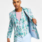 Bar III Men's Slim Fit Floral Print Suit Jacket Blue Size 38