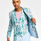 Bar III Men's Slim Fit Floral Print Suit Jacket Blue Size 40
