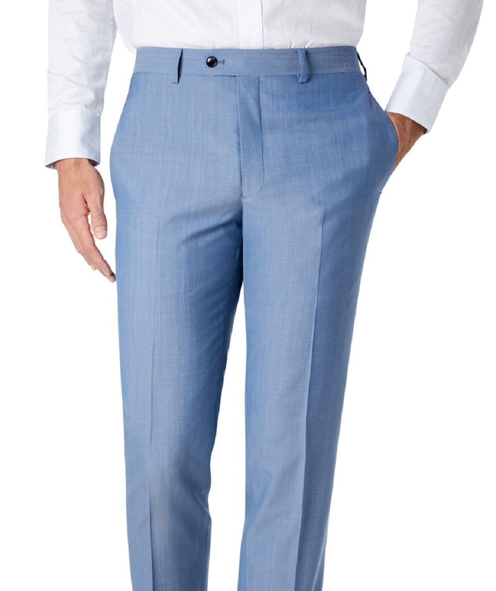 Tallia Men's Slim Fit Chambray Suit Separate Pant Blue Size 30X30